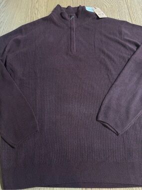 Weatherproof Men's Ribbed Half-Zip Sweater - Plum